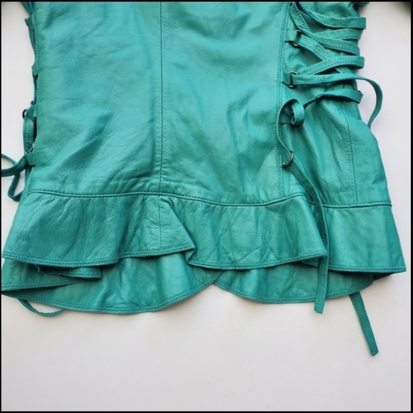 100% Lambskin Leather/Suede Aqua Teal Jacket NEW With Tags - Picture 6 of 12